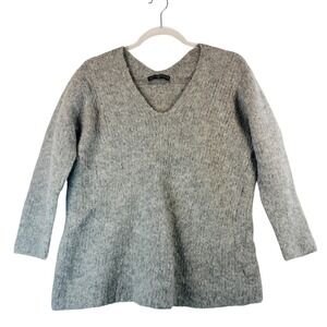 Peruvian Connection Alpaca Blend Sweater Women's‎ Small Gray V-Neck